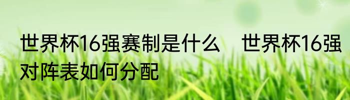 世界杯16强赛制是什么　世界杯16强对阵表如何分配