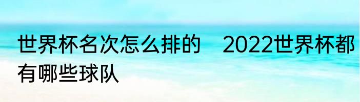 世界杯名次怎么排的　2022世界杯都有哪些球队