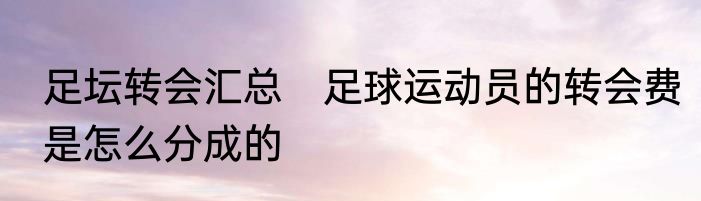足坛转会汇总　足球运动员的转会费是怎么分成的