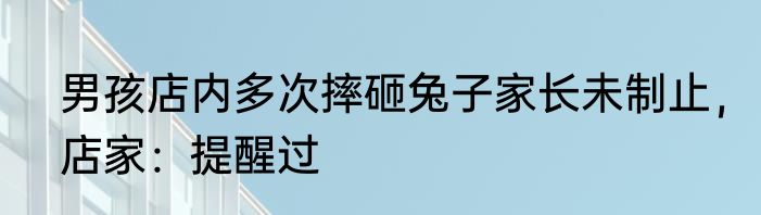 男孩店内多次摔砸兔子家长未制止，店家：提醒过