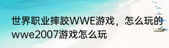 世界职业摔跤WWE游戏，怎么玩的　wwe2007游戏怎么玩