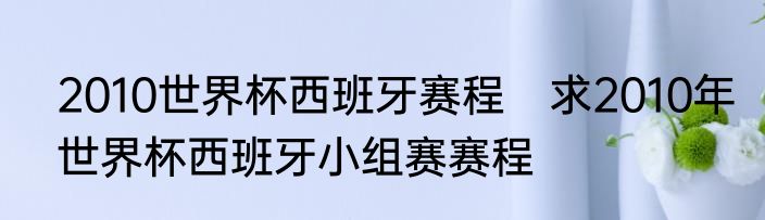 2010世界杯西班牙赛程　求2010年世界杯西班牙小组赛赛程