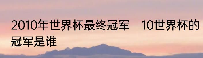 2010年世界杯最终冠军　10世界杯的冠军是谁
