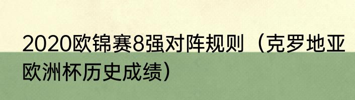 2020欧锦赛8强对阵规则（克罗地亚欧洲杯历史成绩）