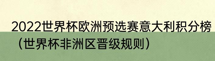 2022世界杯欧洲预选赛意大利积分榜（世界杯非洲区晋级规则）