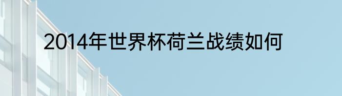 2014年世界杯荷兰战绩如何
