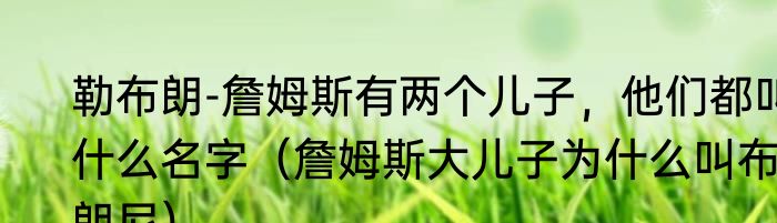 勒布朗-詹姆斯有两个儿子，他们都叫什么名字（詹姆斯大儿子为什么叫布朗尼）