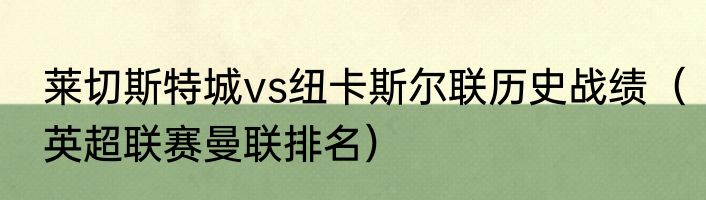 莱切斯特城vs纽卡斯尔联历史战绩（英超联赛曼联排名）