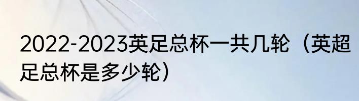 2022-2023英足总杯一共几轮（英超足总杯是多少轮）