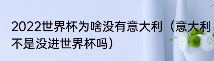 2022世界杯为啥没有意大利（意大利不是没进世界杯吗）