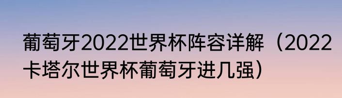 葡萄牙2022世界杯阵容详解（2022卡塔尔世界杯葡萄牙进几强）