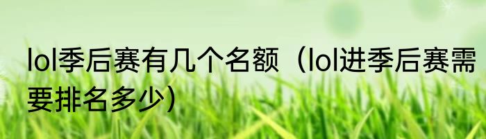 lol季后赛有几个名额（lol进季后赛需要排名多少）