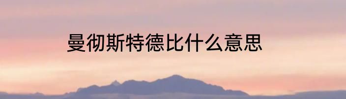 曼彻斯特德比什么意思