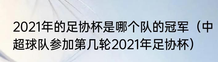 2021年的足协杯是哪个队的冠军（中超球队参加第几轮2021年足协杯）