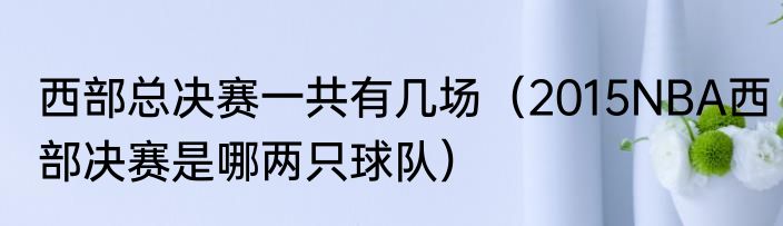 西部总决赛一共有几场（2015NBA西部决赛是哪两只球队）