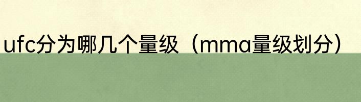 ufc分为哪几个量级（mma量级划分）