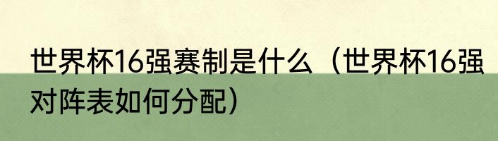 世界杯16强赛制是什么（世界杯16强对阵表如何分配）