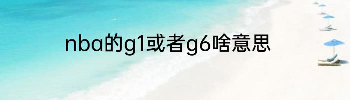 nba的g1或者g6啥意思