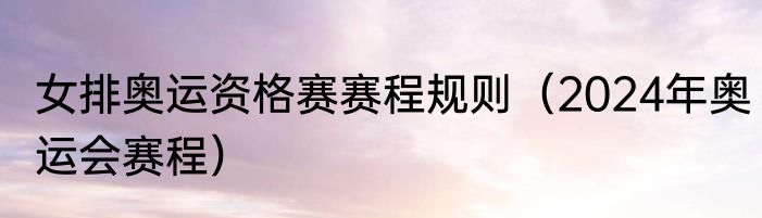 女排奥运资格赛赛程规则（2024年奥运会赛程）