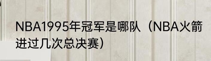 NBA1995年冠军是哪队（NBA火箭进过几次总决赛）