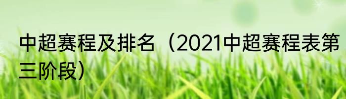 中超赛程及排名（2021中超赛程表第三阶段）