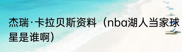 杰瑞·卡拉贝斯资料（nba湖人当家球星是谁啊）