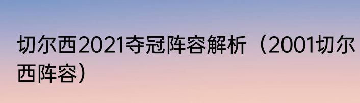 切尔西2021夺冠阵容解析（2001切尔西阵容）