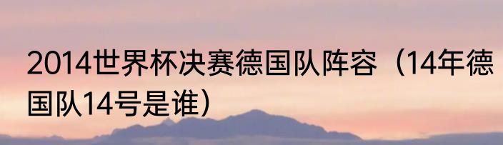 2014世界杯决赛德国队阵容（14年德国队14号是谁）