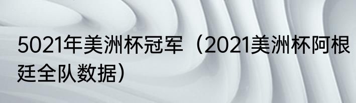 5021年美洲杯冠军（2021美洲杯阿根廷全队数据）