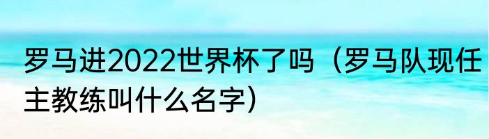 罗马进2022世界杯了吗（罗马队现任主教练叫什么名字）