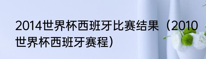 2014世界杯西班牙比赛结果（2010世界杯西班牙赛程）