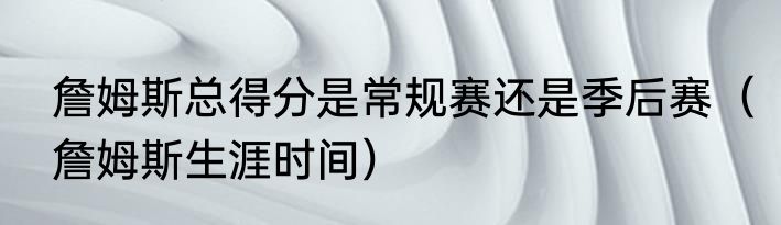 詹姆斯总得分是常规赛还是季后赛（詹姆斯生涯时间）