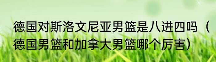 德国对斯洛文尼亚男篮是八进四吗（德国男篮和加拿大男篮哪个厉害）