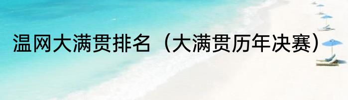 温网大满贯排名（大满贯历年决赛）