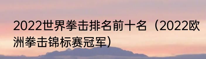 2022世界拳击排名前十名（2022欧洲拳击锦标赛冠军）