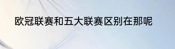 欧冠联赛和五大联赛区别在那呢
