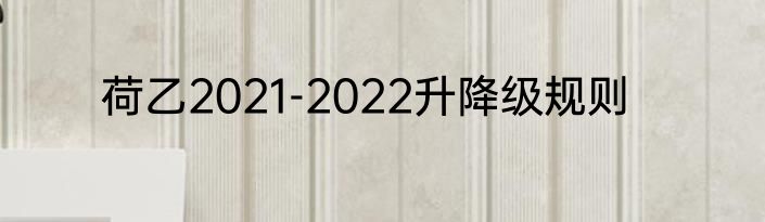 荷乙2021-2022升降级规则