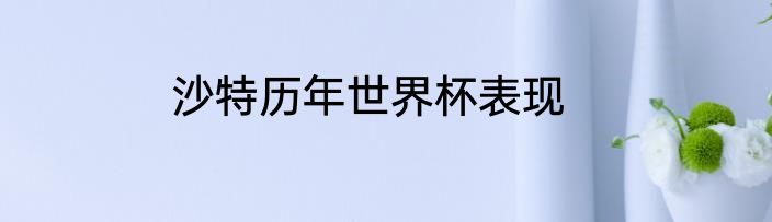 沙特历年世界杯表现