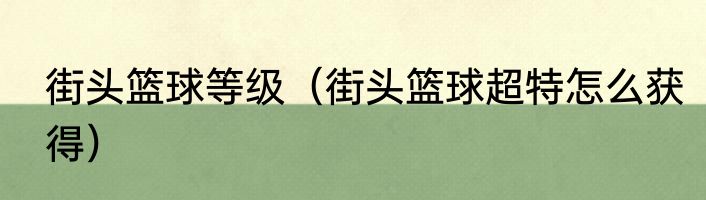街头篮球等级（街头篮球超特怎么获得）