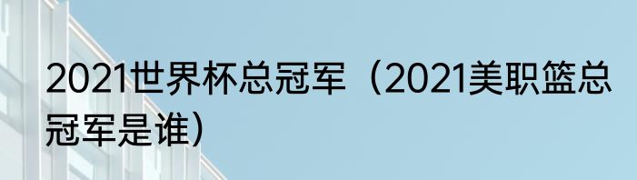 2021世界杯总冠军（2021美职篮总冠军是谁）