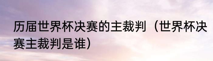 历届世界杯决赛的主裁判（世界杯决赛主裁判是谁）