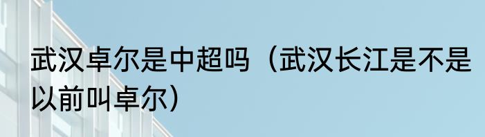 武汉卓尔是中超吗（武汉长江是不是以前叫卓尔）