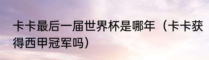 卡卡最后一届世界杯是哪年（卡卡获得西甲冠军吗）