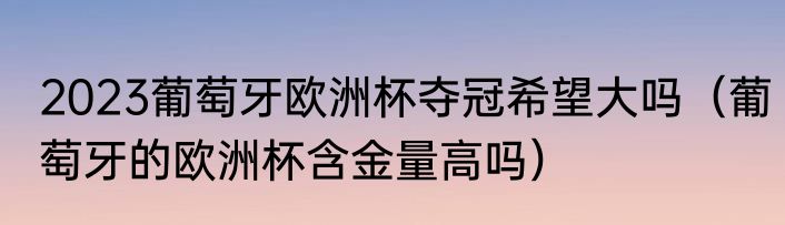 2023葡萄牙欧洲杯夺冠希望大吗（葡萄牙的欧洲杯含金量高吗）
