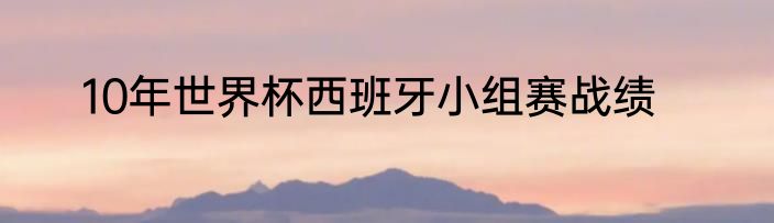 10年世界杯西班牙小组赛战绩