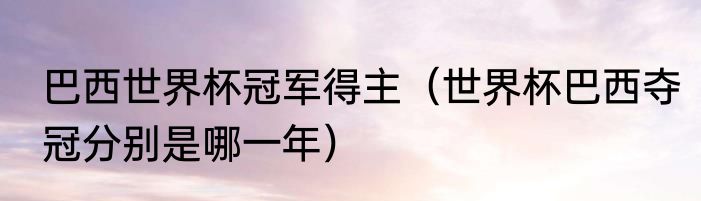 巴西世界杯冠军得主（世界杯巴西夺冠分别是哪一年）