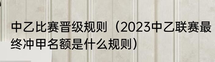 中乙比赛晋级规则（2023中乙联赛最终冲甲名额是什么规则）