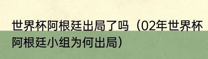 世界杯阿根廷出局了吗（02年世界杯阿根廷小组为何出局）