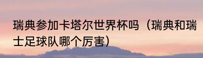 瑞典参加卡塔尔世界杯吗（瑞典和瑞士足球队哪个厉害）