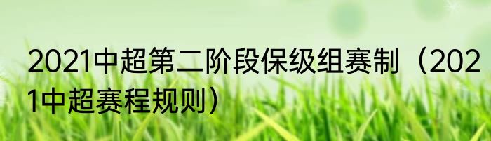 2021中超第二阶段保级组赛制（2021中超赛程规则）